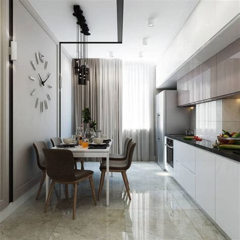 A Dining Room Table With Chairs And A Clock On The Wall