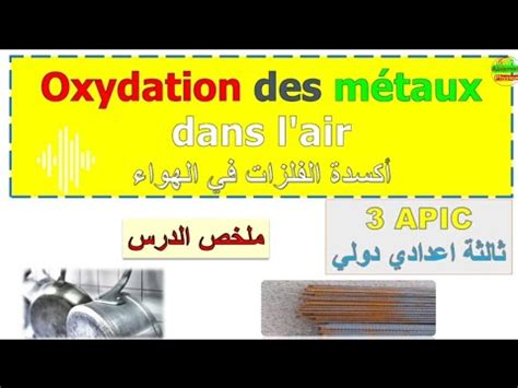 Oxydation des métaux dans l air 3 eme année réaction de quelques