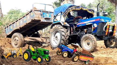 Jcb Cx Fully Loading Mud To Tractor Sonalika Trolley Anloding L Jcb