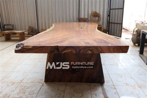 Meja Meeting Kayu Solid Trembesi Besar Panjang Lebar Mjs Furniture Jepara