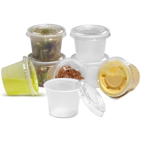 1 Oz Plastic Portion Cup With Clear Lids Disposable Jello Shots Sauce