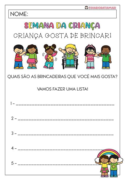Brincadeiras Para Semana Da Criança Educação Infantil