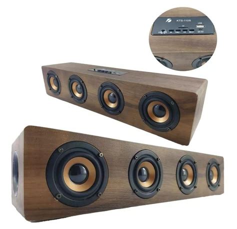 Caixa De Som Retr Madeira Bluetooth Usb Fm Sd Kts Sound