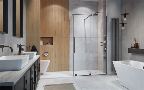 Furo Brushed GunMetal KDJ Recess Door Shower Door Radaway