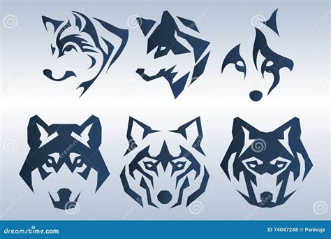 Blue Wolf Logo Stock Vector Illustration Of Faces Head 74047248