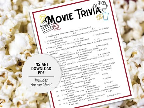 Movie Trivia Movie Trivia Game Printable Movie Trivia Movie Party ...