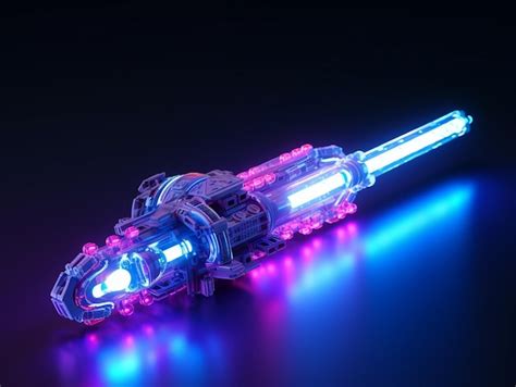 Premium AI Image | A blue and pink nerf gun with a blue light on the end.