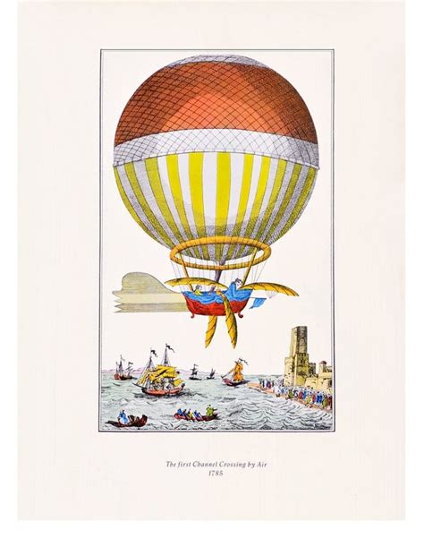 Hot Air Balloon Lithograph Print C 1950 Hot Air Balloons Art