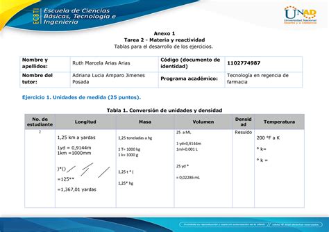 Anexo Anexo Tarea Materia Y Reactividad Tablas Para El