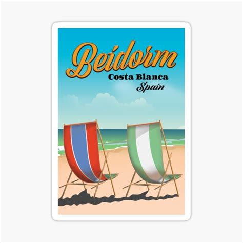 "Benidorm beach travel poster" Sticker by vectorwebstore | Redbubble