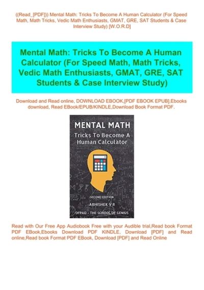 Read Pdf Mental Math Tricks To Become A Human Calculator For