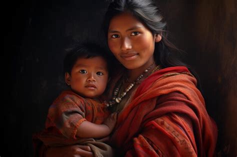 Ind Genas De Am Rica Latina Con Ropa Tradicional En La Casa Foto Premium