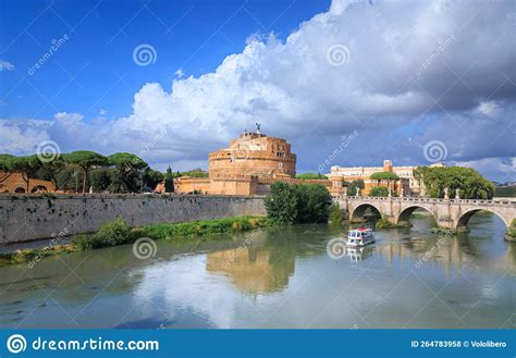 Tiber River In Rome Italy View Of Castle Of The Holy Angel Castel