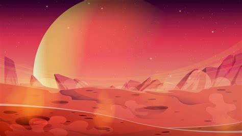 Mars landscape with craters and red rocky surface 17535964 Vector Art ...