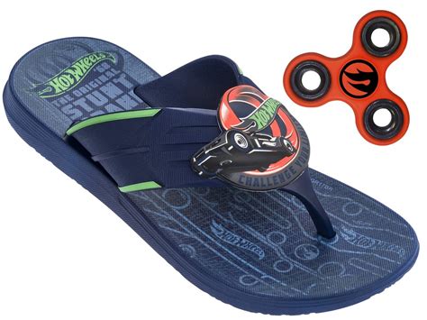 Sandália Infantil Grendene Hot Wheels Super Flop Spinner Azul Verde Botas