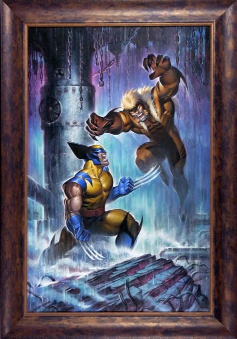 Wolverine Vs Sabretooth Poster Art Joe Chiodo Large And Powerful Painting Comic Art