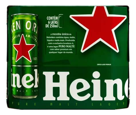 Cerveja Heineken Premium Puro Malte Lager Lata 250ml 6 U