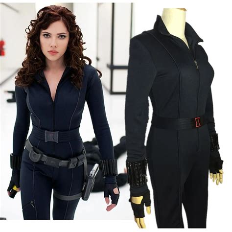 Halloween Women The Advengers Black Widow Costumes Natasha Romanoff Black Battle Suits Scarlett