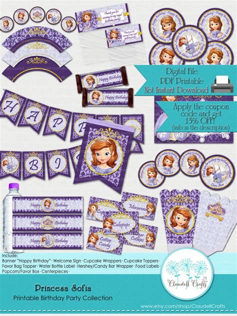 Princess Sofia Inspired Printable Party Collection Package Etsy