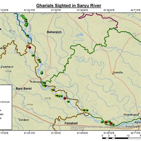 The points of gharial sighting in Saryu river | Download Scientific Diagram