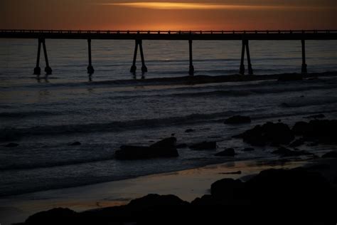 Ocean Sunset Over Pier Free Stock Photo - Public Domain Pictures