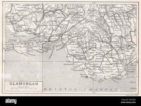 Vintage map of Glamorgan, Wales Stock Photo - Alamy