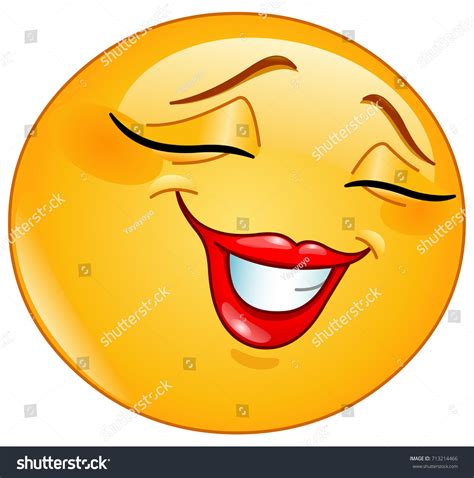 Female Emoticon Smiling Shyly Closed Eyes Stock Vector Royalty Free