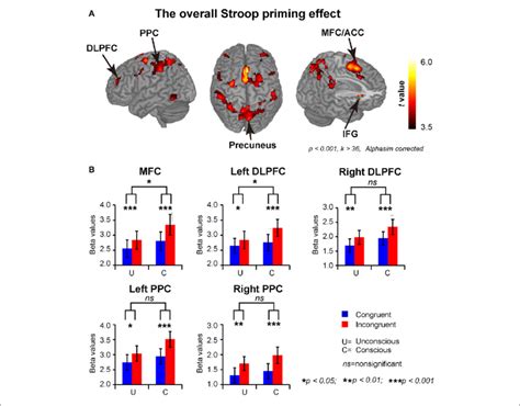 Brain Regions Showing Significant Activation Of The Overall Stroop