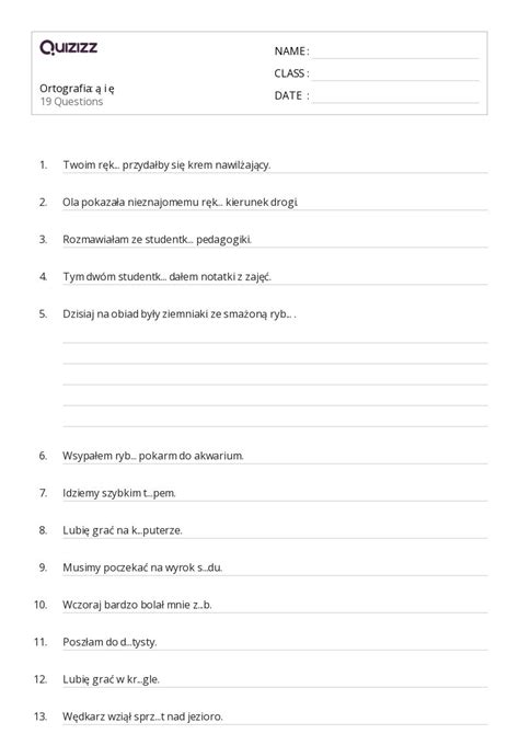 Ponad Gramatyka I Ortografia Arkuszy Roboczych Dla Klasa W Quizizz