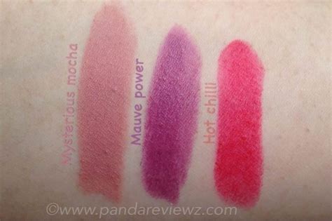 Maybelline Color Show Lipstick Review Mauve Power Mysterious Mocha Hot Chilli Lip Swatches