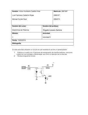 Actividad De Electr Nica Automotriz Nombre Matr Cula Nombre Del