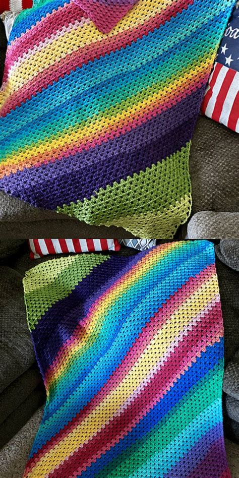 Diagonal Granny Blanket Free Crochet Pattern Crochet Afghan Crochet Patterns Crochet Blanket