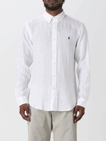 Polo Ralph Lauren Outlet Camicia In Lino Con Logo Ricamato Bianco