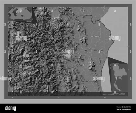 Phetchaburi Province Of Thailand Bilevel Elevation Map With Lakes And