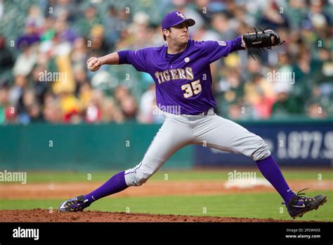 Lsu Tigers Pitcher Alex Lange 35 Delivers A Pitch To The Plate During