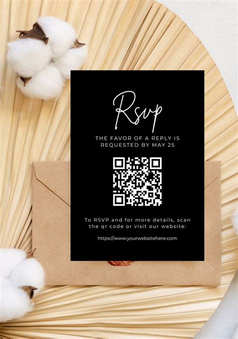 Editable Rsvp Card With Qr Code Invitation Insert Enclosure Etsy Rsvp Card Rsvp Couples