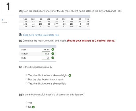 Chapter 4 Homework 1 Days On The Market Are Shown For The 36 Most