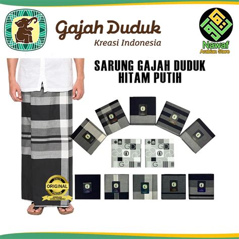 Jual Sarung Gajah Duduk BW Hitam Putih Black White Tenun Dewasa