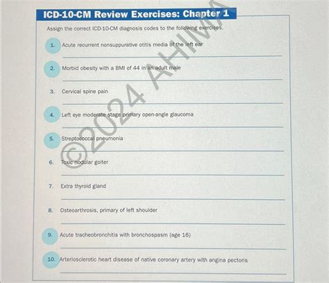 Solved Icd Cm Review Exercises Chapter Assign The Chegg