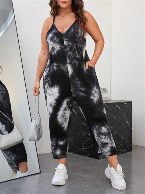 Shein Ezwear Plus Tie Dye Slant Pockets Cami Jumpsuit Shein Usa