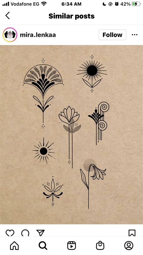 Black Ink Floral Tattoo On Brown Paper