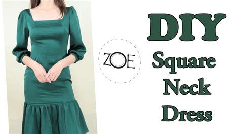 Diy Sewing Square Neck 34 Sleeve Dress Develop Basic Pattern Zoe Diy Youtube