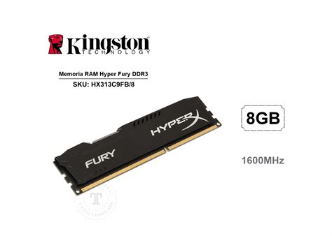 Memoria RAM Kingston Hyper Fury Bllack DDR3 8GB 1600Mhz CL10 TAMARA