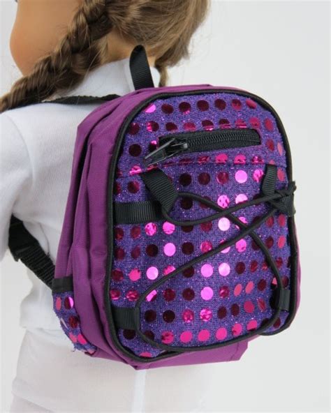 American girl 18 doll sequined backpack purple - The Doll Boutique