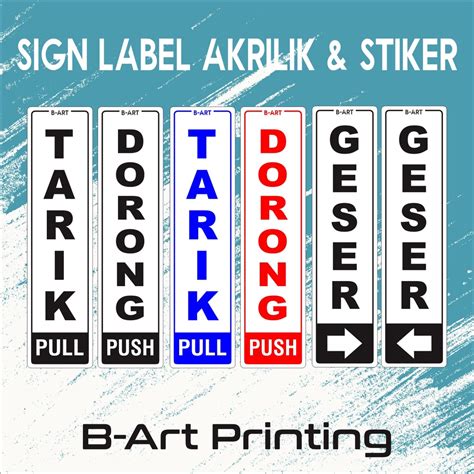 Jual Sticker Waterproof Pintu Dorong Tarik Geser Pull Push Akrilik