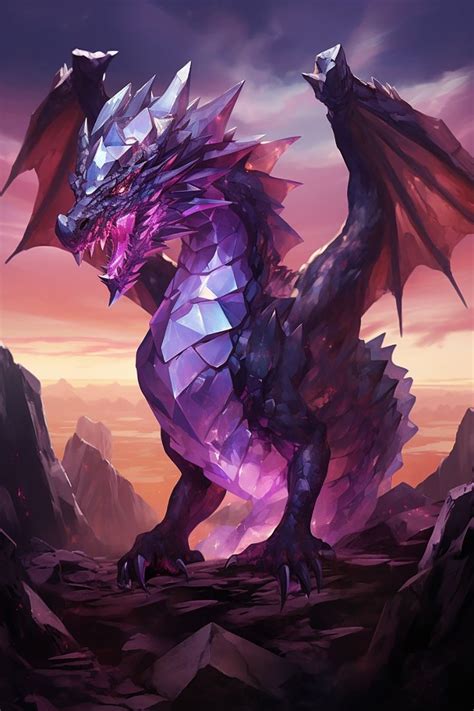 Ancient Amethyst Dragon Ancient Dragon Dark Fantasy Art Elemental