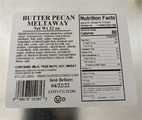 2 Pack Of David S Cookies Butter Pecan Meltaways 2 Lb 32 Oz Each