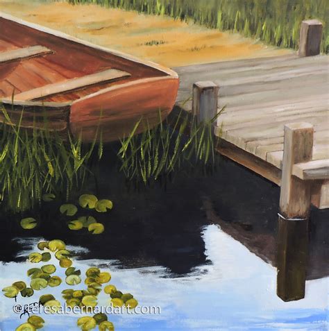 Rowboat at The Pier - Teresa Bernard Oil Paintings