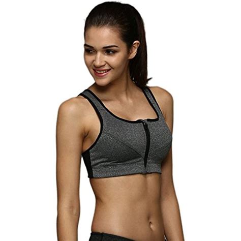 SUNVP Women's Zipper Front Sports Bra