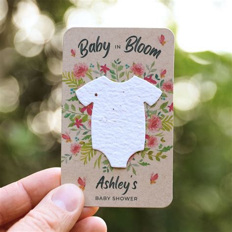 Seed Paper Onesie Baby Shower Favor For Girls Baby In Bloom Pink Baby